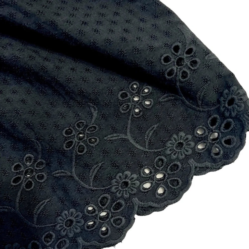 XL Eyelet Ruffle Long-sleeve Dress Dark Gray/Black Dark Cottagecore - Ravencore - Picture 7 of 11